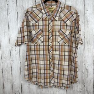 Vintage BDG Shirt Mens XL Multi‎ Plaid Pearl Snap Button Western Cowboy Ranch